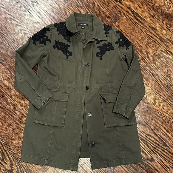 Halogen Long Cargo Jacket, Army Green, Size Medium (179) - Picture 3 of 13